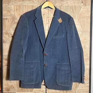 Mervyn's Mens Blue Cotton Corduroy Sport Coat Blazer Size R-46 Vintage Y2K